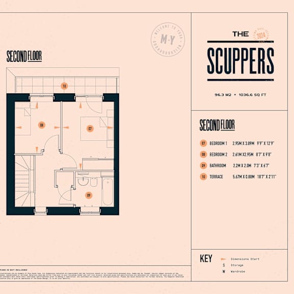 Thumbnail 11 of 11 A floor plan for The Scuppers shows four bedrooms with their respective sizes.