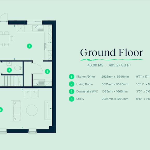 Thumbnail 4 of 5 floor plan of a ground floor apartment