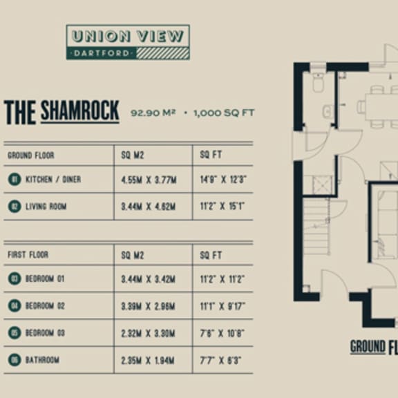 Thumbnail 8 of 8 The Shamrock 1000 SQFT Floorplans at UnionView Apartments, Dartford, KENT DA2 6GZ