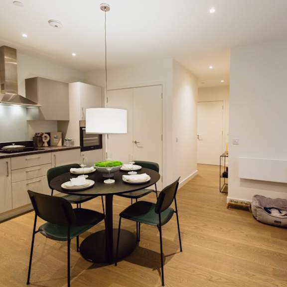 Thumbnail 5 of 8 Elegant Dining Space at Slate Yard Apartments, Salford, M3 5EX