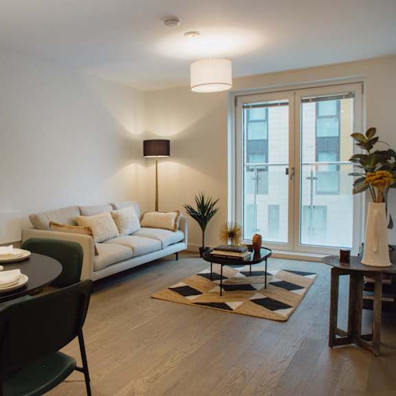 Thumbnail 6 of 8 Elegant Dining Area at Slate Yard Apartments, Salford, M3 5EX