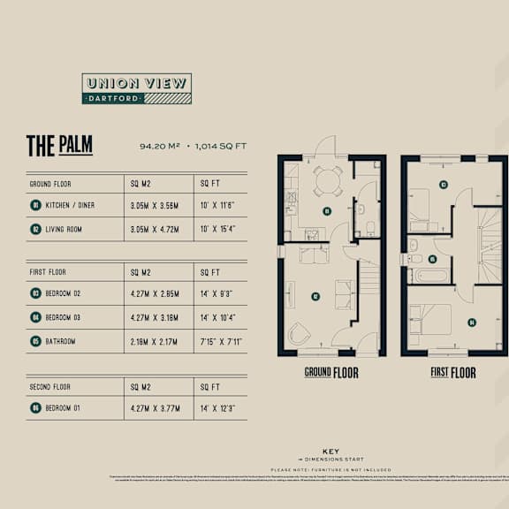 Thumbnail 19 of 19 The Palm 1014 SQFT Floorplans at UnionView Apartments, Dartford, KENT