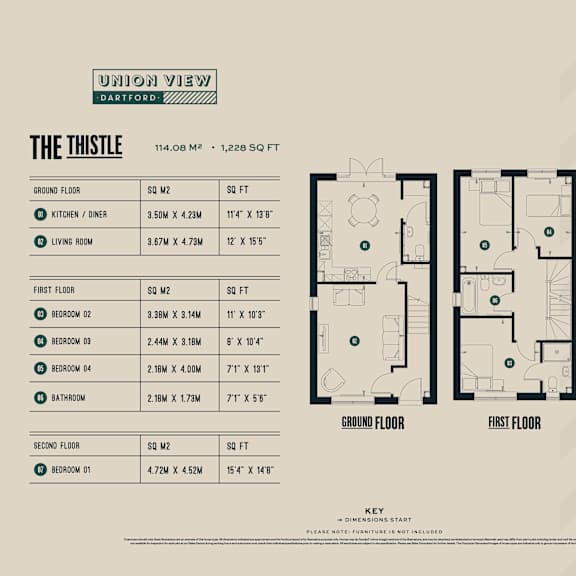 Thumbnail 12 of 12 The Thistle 1228 SQFT Floorplans at UnionView Apartments, Dartford DA2 6GZ