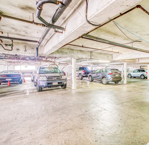 cars parked in a parking garage