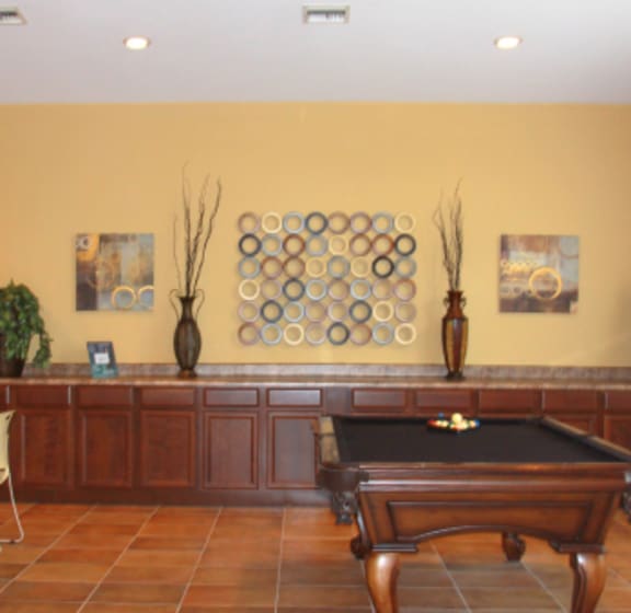 Club Room with Billiards at Simmons Garden Senior Apartments in Houston TX
