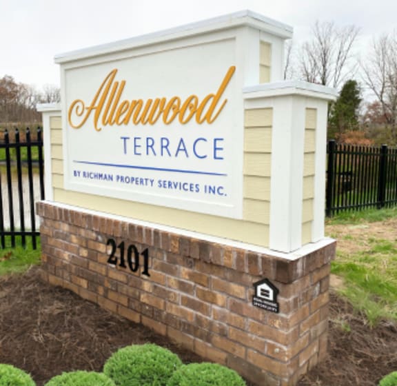 Entry Sign at Allenwood Terrace Senior Apartments in Wall Township NJ