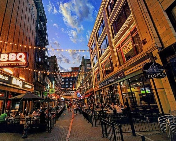 Progressive field in downtown Cleveland