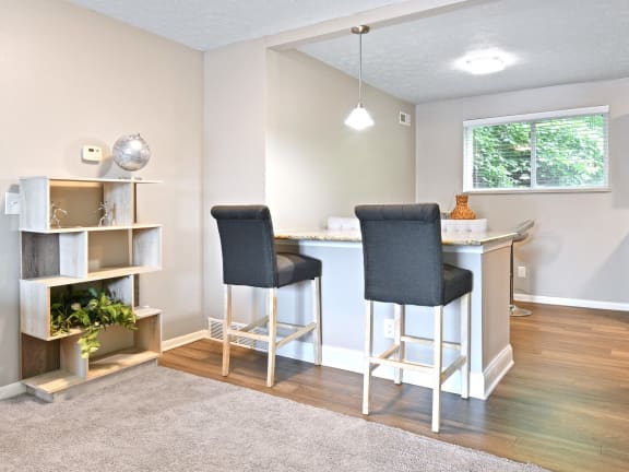 Breakfast bar in the kitchen at Heritage Hill Estates Apartments, Cincinnati, Ohio 45227