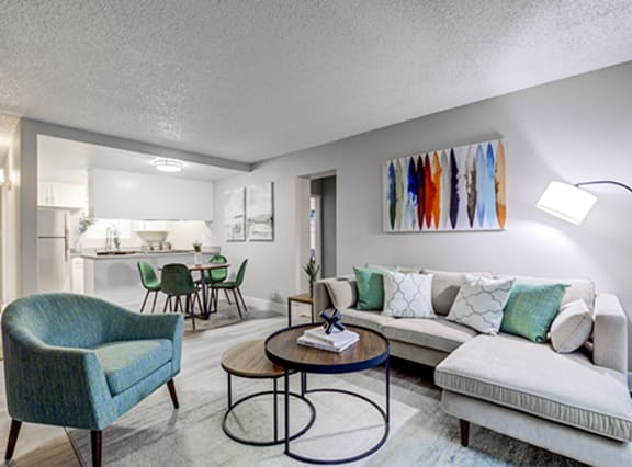 living room and dining near kitchen at The Edge on the Boulevard, California