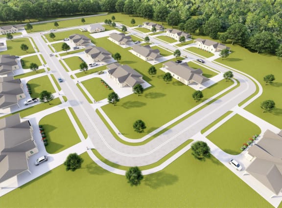 a computer generated image of a suburban neighbourhood