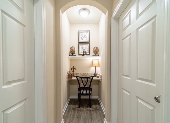 Small Desk And Home Décor at Rose Heights Apartments, Raleigh, NC