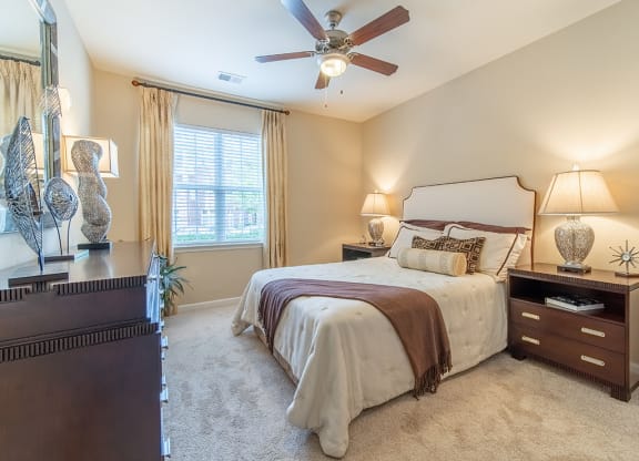 Comfortable Bedroom With Large Window at Rose Heights Apartments, Raleigh, 27613