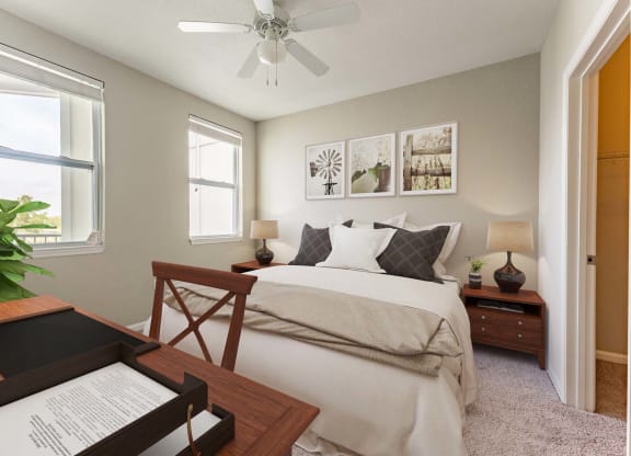 Bedroom With Ceiling Fan at Linden on the GreeneWay, Florida