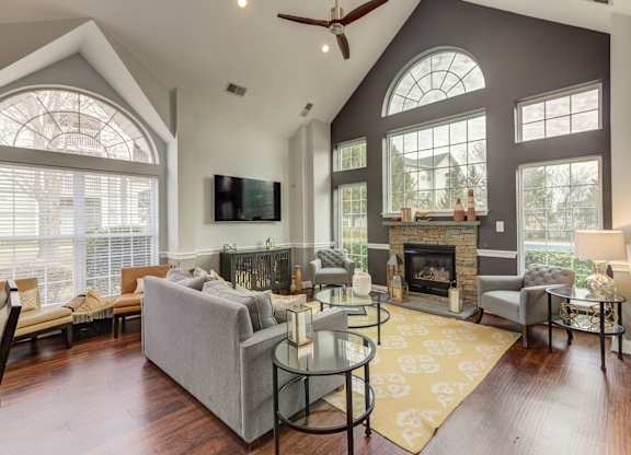 Living Room With Standard Fireplace at The Fields of Manassas, Manassas, VA