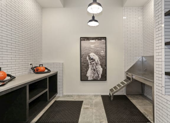 this is a photo of the kitchen of a 560 square foot, 1 bedroom apartment at as at Vyne One Loudoun, Virginia