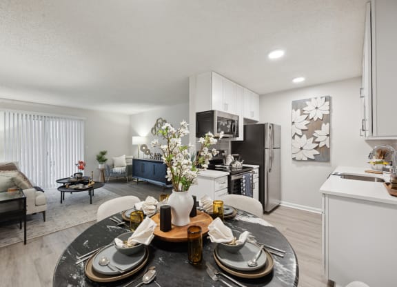 our apartments offer a spacious living room dining room and kitchen at St. Andrews Reserve, North Carolina, 28412