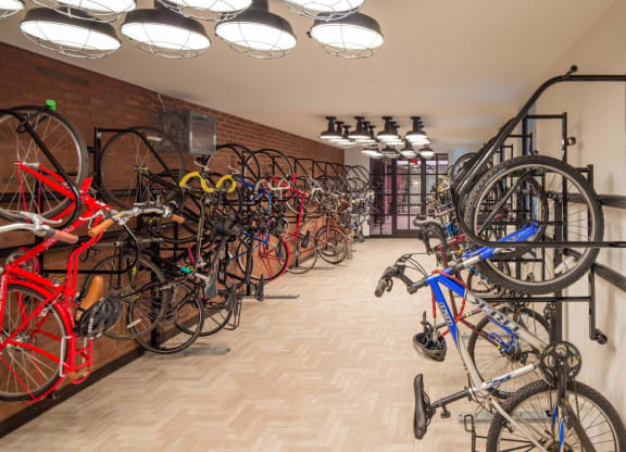 a room filled with lots of bikes on a wall at Reed Row, Washington
