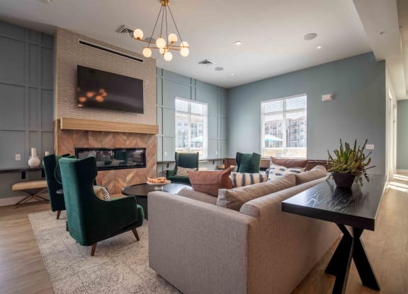 Living Area With Fireplace at Fairmont at South Lake, Bowie, Maryland