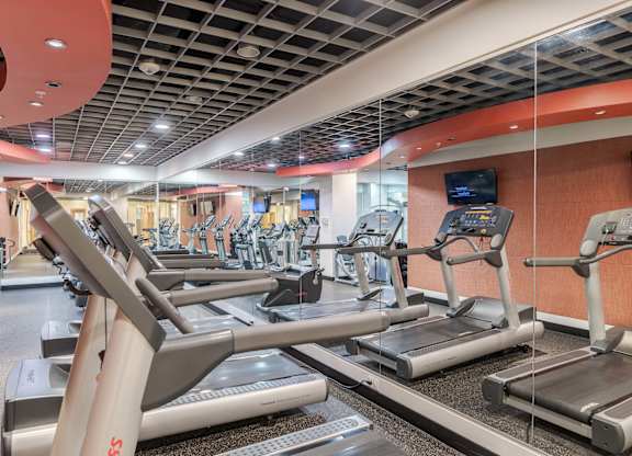 A gym with treadmills and exercise equipment at Garfield Park, Arlington, 22201