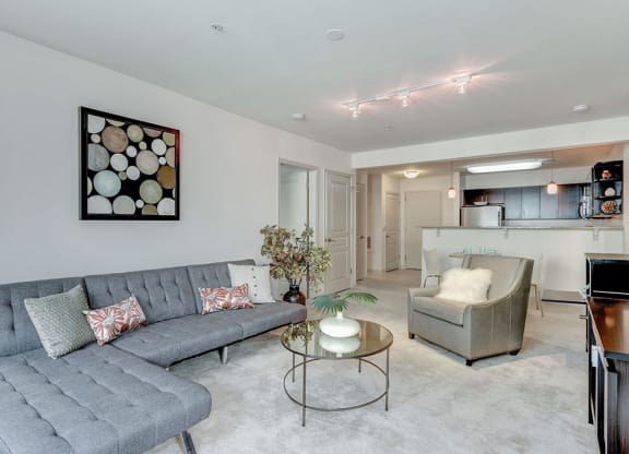 Living Room With Kitchen View at Garfield Park, Arlington, VA