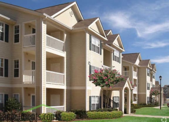 an apartment building with a flowering tree in front of it at Alexander Ridge Apartments, Canton , 30114