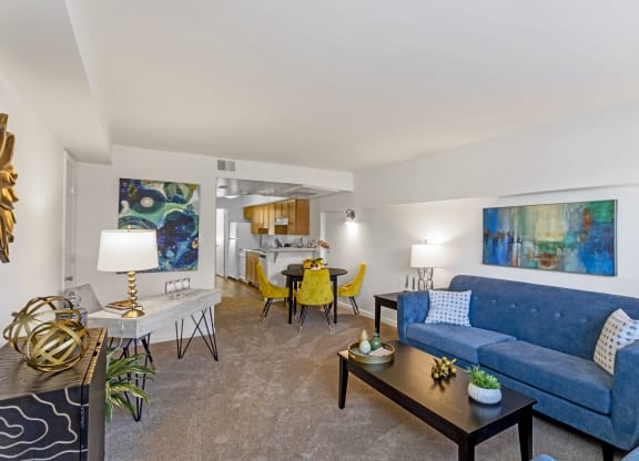 Living Room With Dining Area at The Fields of Bethesda, Chevy Chase, Maryland