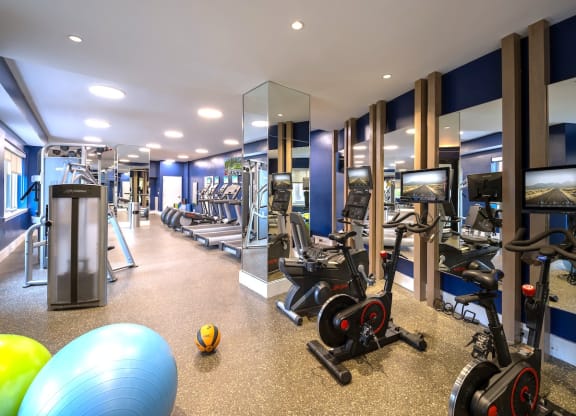 a gym with cardio machines and weights at the renaissance atlantic city convention center