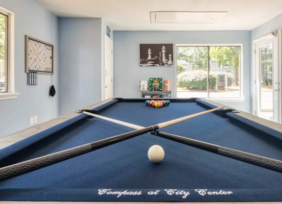 Clubhouse with Pool Table at Compass at City Center, Newport News