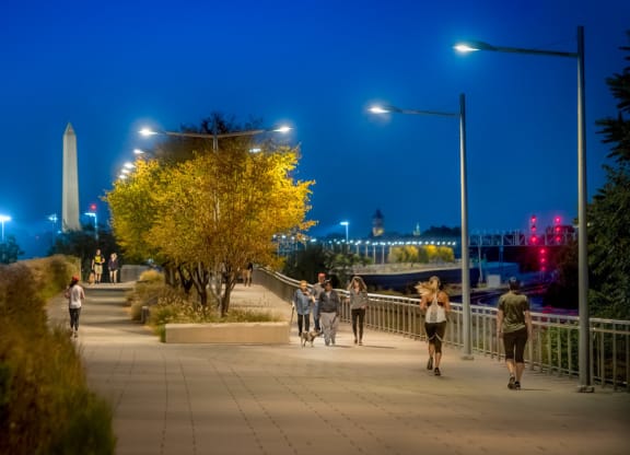 a nighttime view of the lincoln memorial at The Acadia at Metropolitan Park, Virginia