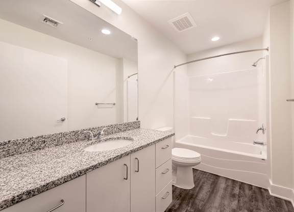 A white bathroom at The Residences at St. Elizabeths East, Washington