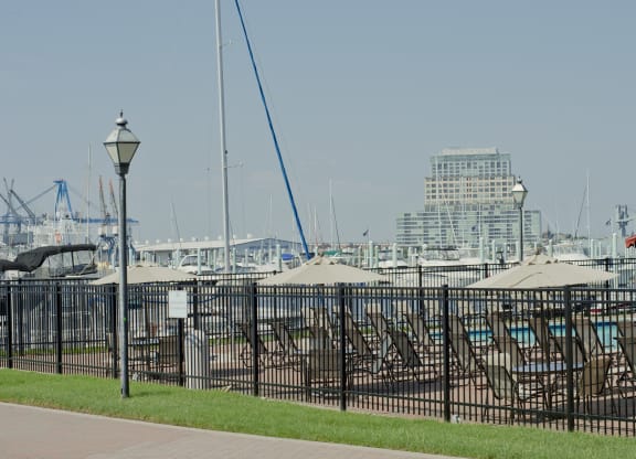 a view of a marina with boats in the water at Tindeco Wharf, Baltimore, MD 21224
