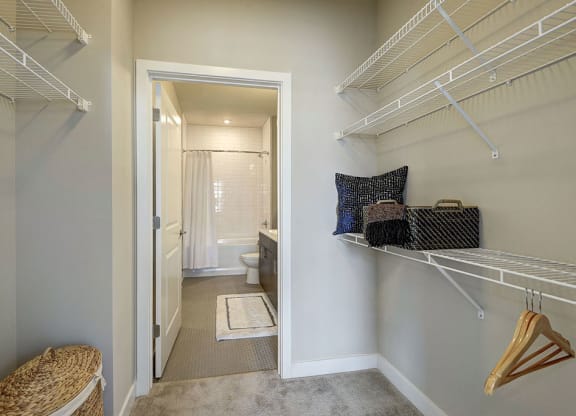 Walk in closet in unit at Highgate at The Mile in McLean, Virginia 22102