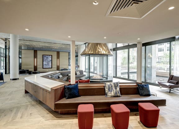 View of the lobby with a lounge area at Highgate at the Mile, McLean, 22102