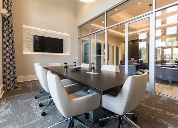 Conference Room With TV at The Aster Cary, Cary, NC