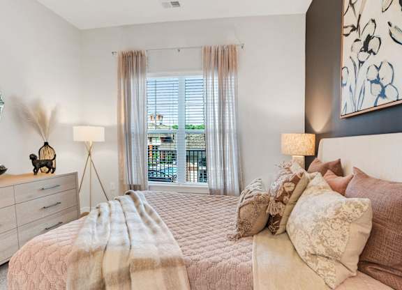 Bedroom With Expansive Window at The Aster Cary, North Carolina