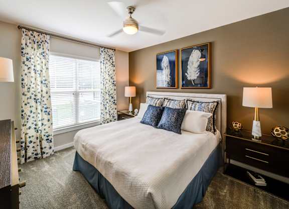 Bedroom With Ceiling Fan at The Aster Cary, Cary North Carolina
