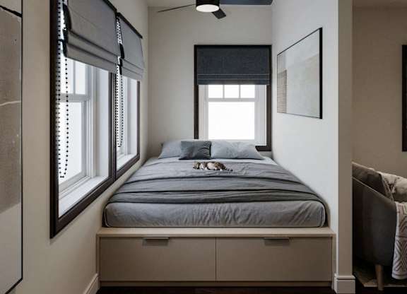Modern Bedroom at Lotus Cityline Apartments, Salt Lake City, Utah