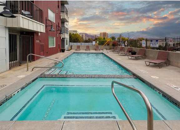 Modern Swimming Pool at The Lotus Apartments, Salt Lake City, Utah