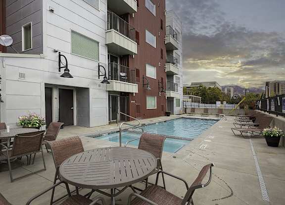 Swimming Pool Area at The Lotus Apartments, Salt Lake City, Utah