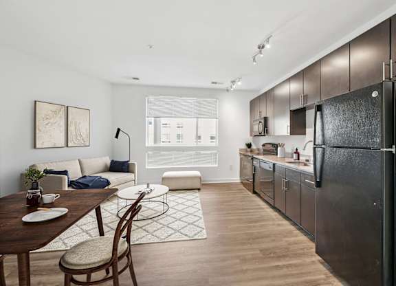 Living room and kitchen at Fort Totten Square, Washington, 20011