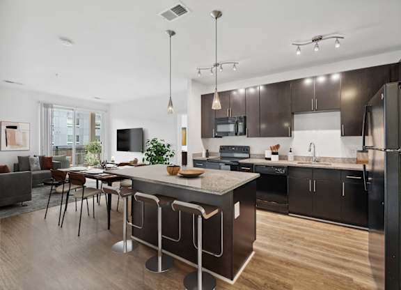 Kitchen and dining at Fort Totten Square, Washington, 20011