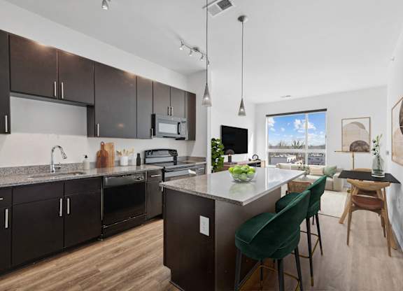 Kitchen with cabinets at Fort Totten Square, Washington, DC
