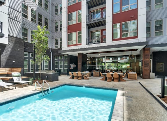 a swimming pool in the middle of a building at South and Hollis, Charlotte, NC, 28209