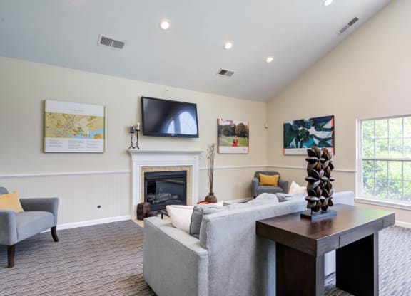 Clubroom With Smart Tv And Fireplace at The Fields at Lorton Station, Lorton, VA, 22079