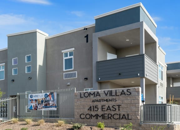an image of the front of the loma villas apartments at Loma Villas Apartments, San Bernardino
