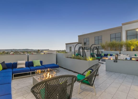 Open Air Dining Porch with Fireplace at The Mansfield at The Mansfield at Miracle Mile, Los Angeles, CA , 90036