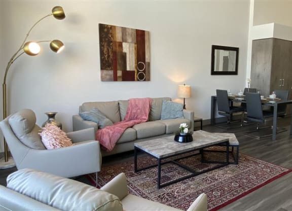 Modern Living Room With Kitchen View at The Mansfield at Miracle Mile, California