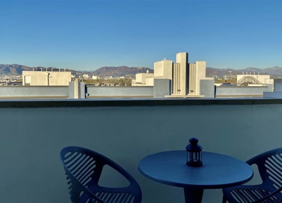 Rooftop Terrace Seating at The Mansfield at Miracle Mile, Los Angeles, CA