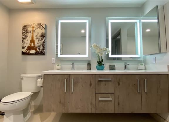 Luxury Lighted LED Vanity Mirrors for Bathrooms at The Mansfield at Miracle Mile, California, 90036