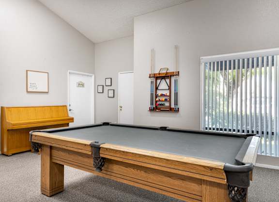 Game Room With Pool Table at Whispering Fountains Riverside, Riverside, California 
